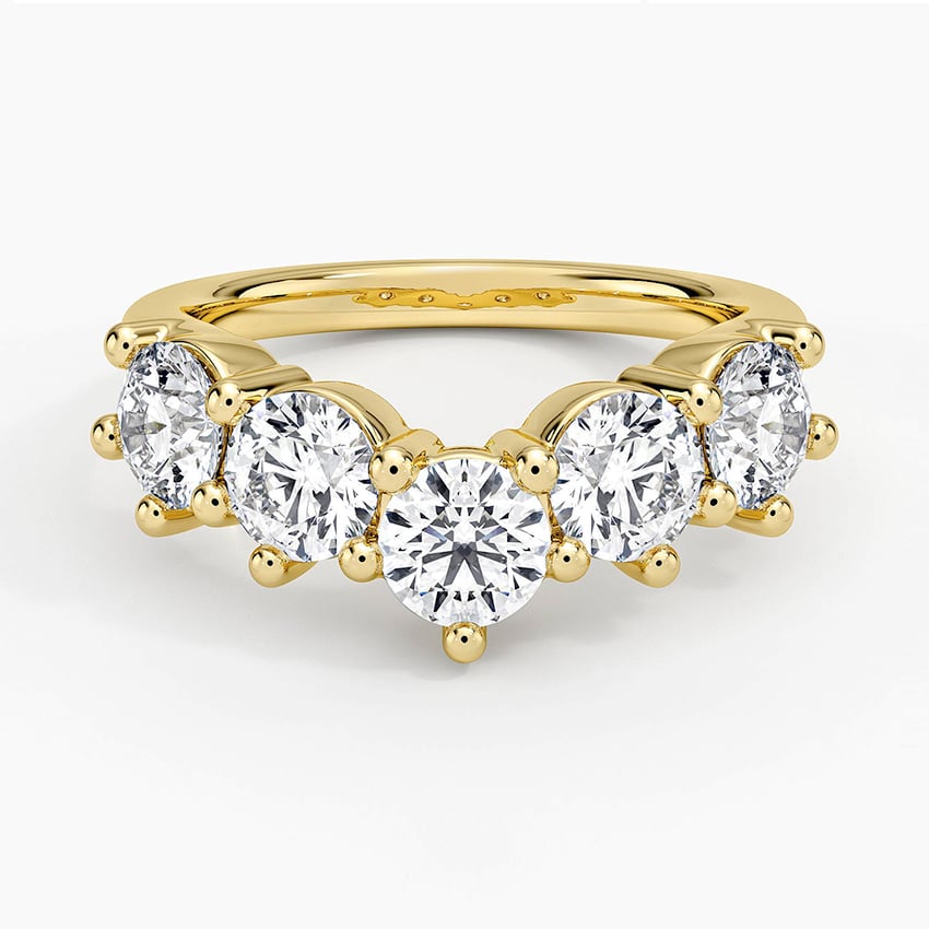 Genevieve Contoured Diamond Ring Yellow Gold 18k Wedding Band