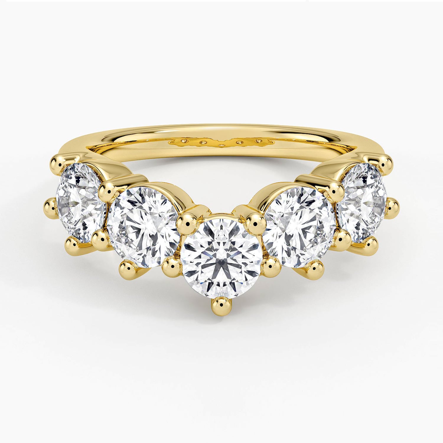 Genevieve Contoured Diamond Ring Yellow Gold 18k Wedding Band