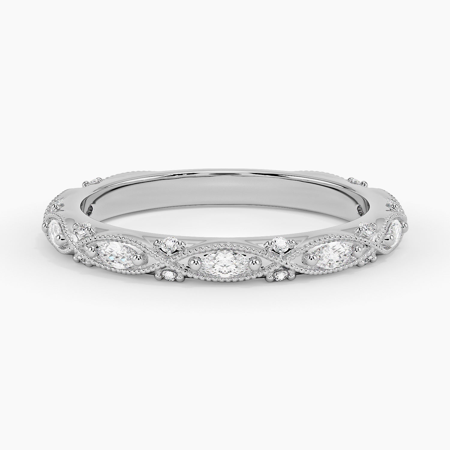 Celestia Milgrain Diamond Ring (1/3 ct. tw.) Platinum Wedding Band