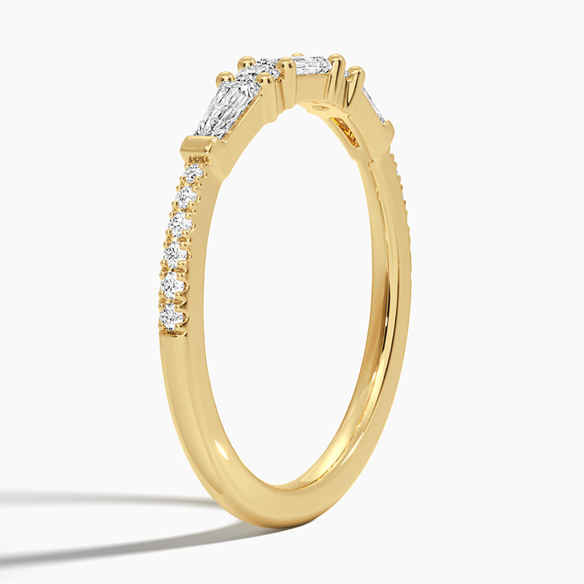 Aneesa Baguette and Round Diamond Ring Yellow Gold 18k Wedding Band