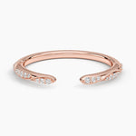 Camellia Milgrain Diamond Open Ring Rose Gold 18k Wedding Band