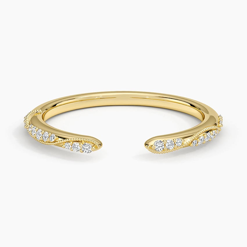 Camellia Milgrain Diamond Open Ring Yellow Gold 18k Wedding Band