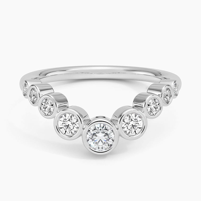 Uma Contour Bezel Diamond Ring Platinum Wedding Band
