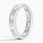 Chloe Flush Set Emerald Cut 4.5mm Diamond Ring Platinum Wedding Band