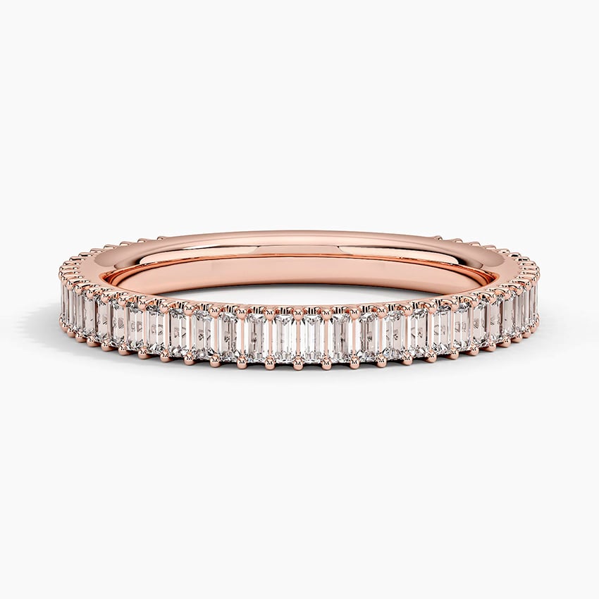 Petite Lina Baguette Diamond Ring Rose Gold 18k Wedding Band