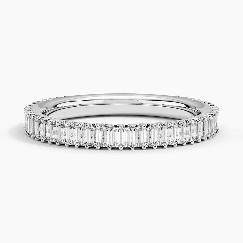 Petite Lina Baguette Diamond Ring Platinum Wedding Band