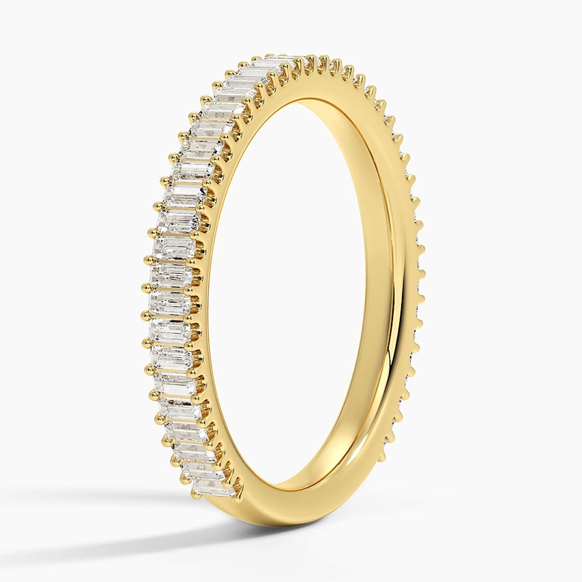 Petite Lina Baguette Diamond Ring Yellow Gold 18k Wedding Band