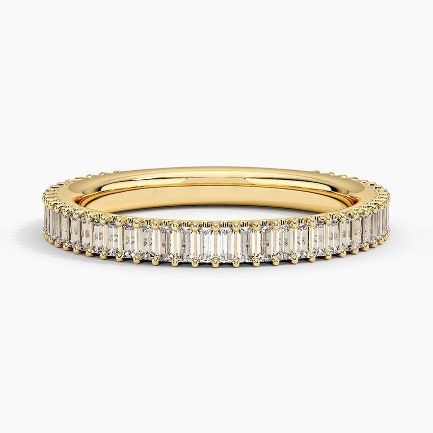 Petite Lina Baguette Diamond Ring Yellow Gold 18k Wedding Band