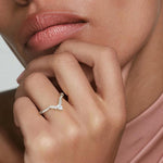 Lunette Diamond Ring (1/5 ct. tw.) Platinum Wedding Band