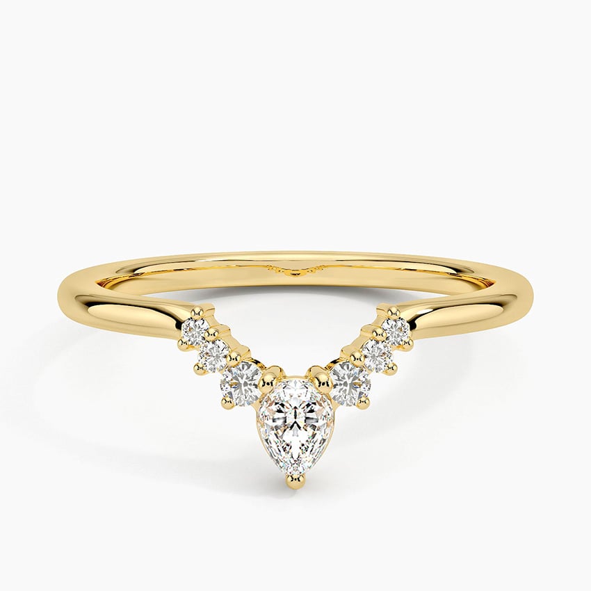 Lunette Diamond Ring (1/5 ct. tw.) Yellow Gold 18k Wedding Band