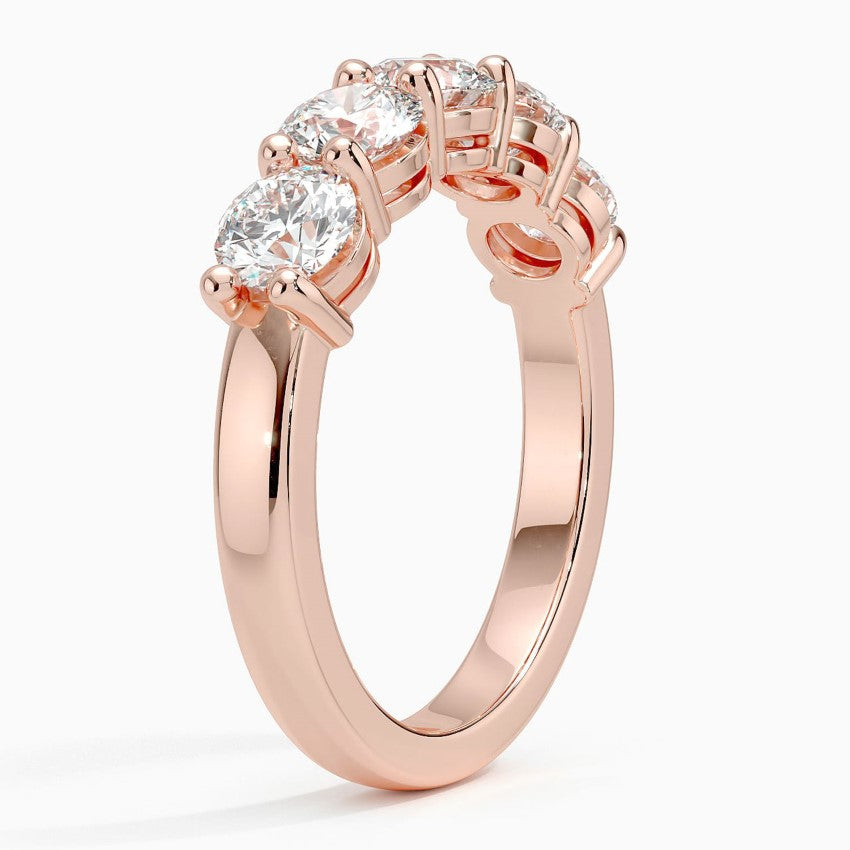 Round Five Stone Diamond Ring (1 1/2 ct. tw.) Rose Gold 18k Wedding Band