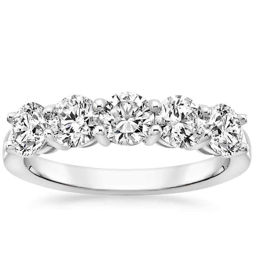 Round Five Stone Diamond Ring (1 1/2 ct. tw.) Platinum Wedding Band