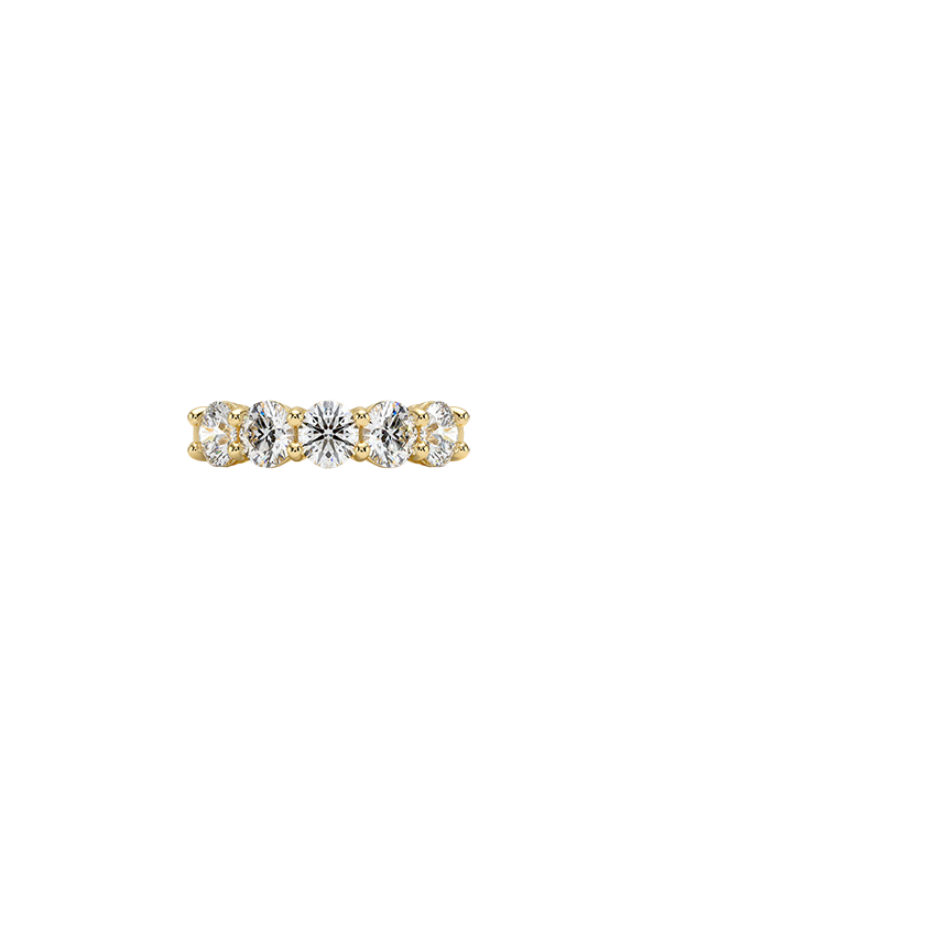 Round Five Stone Diamond Ring (1 1/2 ct. tw.) Yellow Gold 18k Wedding Band