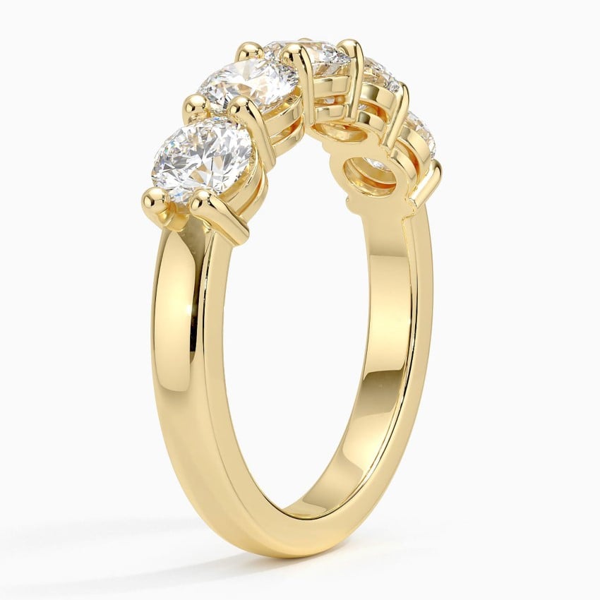 Round Five Stone Diamond Ring (1 1/2 ct. tw.) Yellow Gold 18k Wedding Band