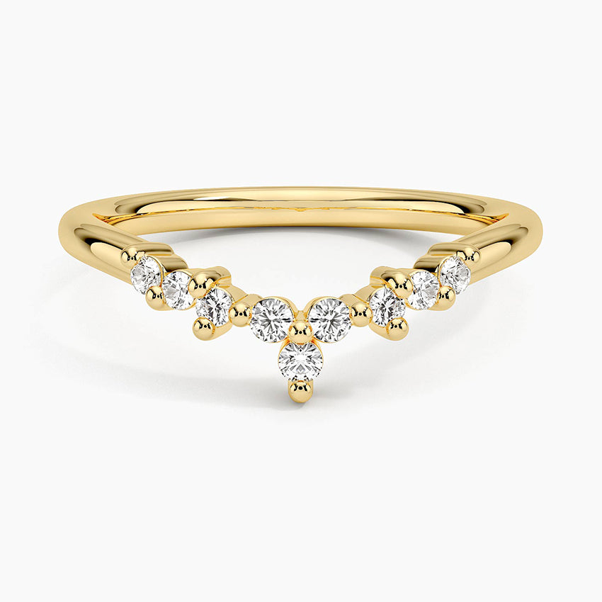 Melody Contoured Diamond Ring (1/8 ct. tw.) Yellow Gold 18k Wedding Band