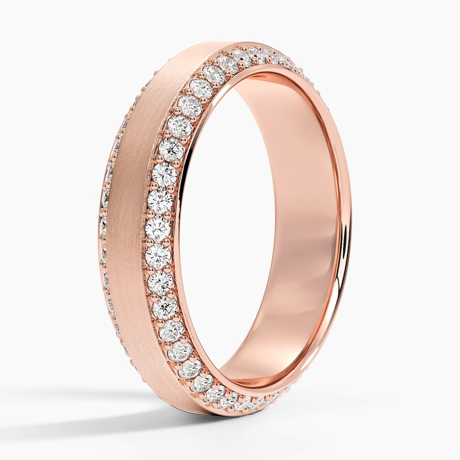 Beveled Edge Matte Eternity Lab Diamond 6mm Wedding Ring (1 ct. tw.) Rose Gold 18k Eternity Band