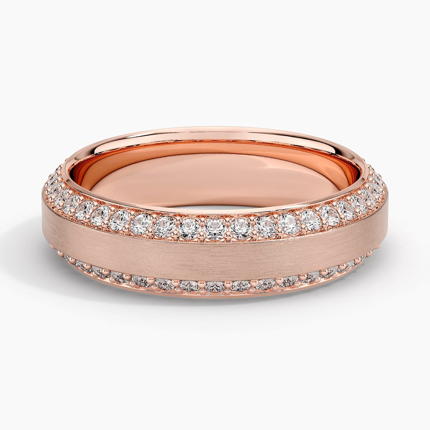 Beveled Edge Matte Eternity Lab Diamond 6mm Wedding Ring (1 ct. tw.) Rose Gold 18k Eternity Band