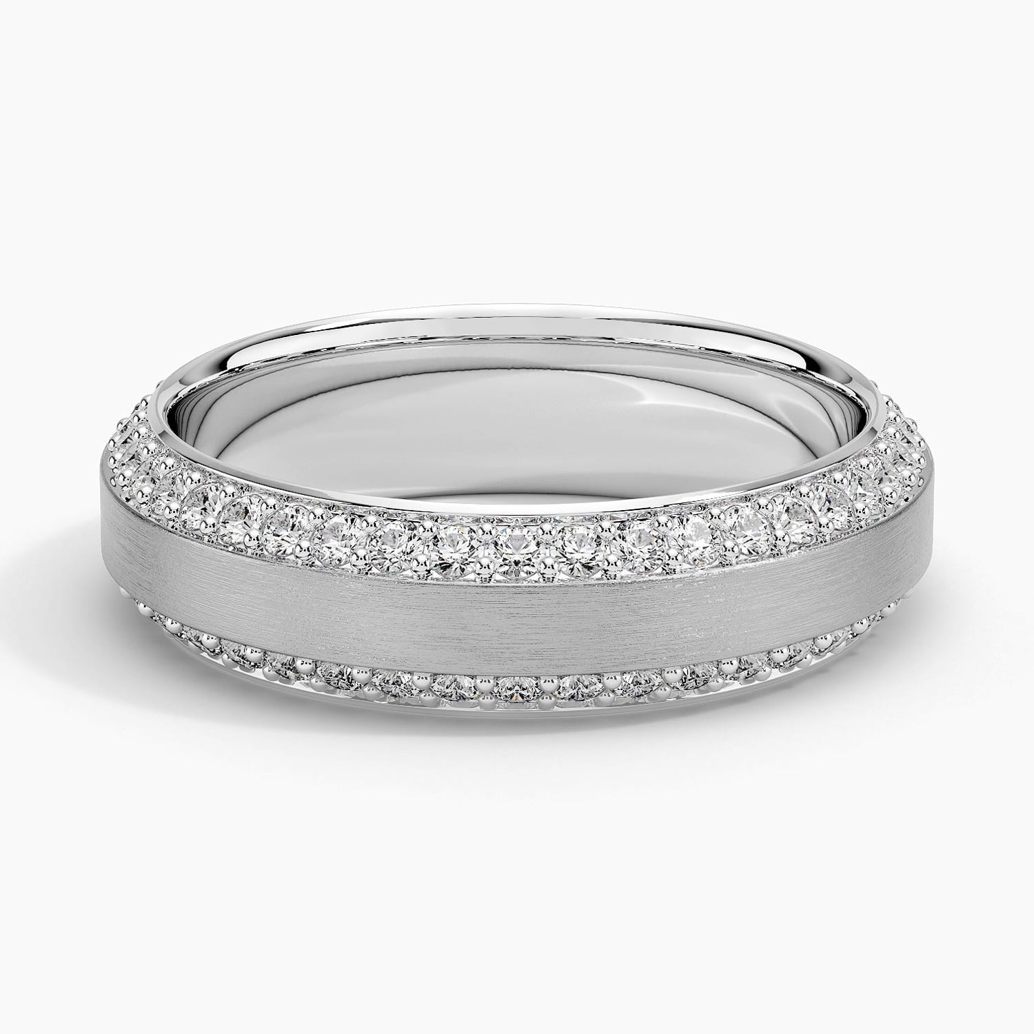 Beveled Edge Matte Eternity Lab Diamond 6mm Wedding Ring (1 ct. tw.) Platinum Eternity Band
