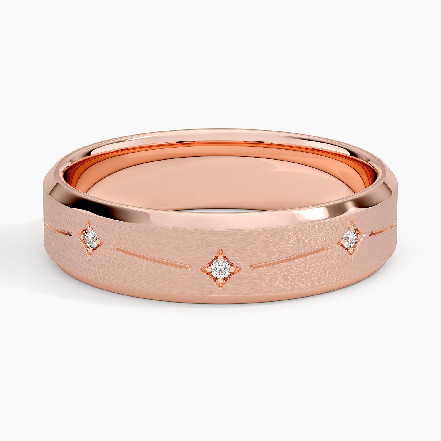 Luxe Cosmos Diamond 5.5mm Wedding Ring Rose Gold 18k Wedding Band