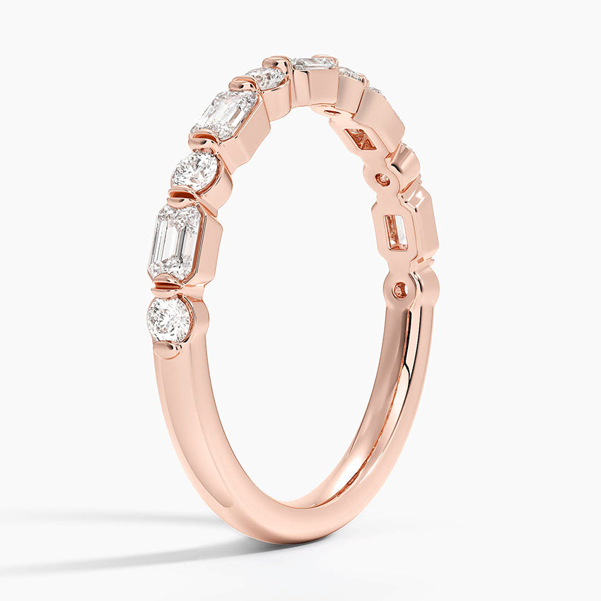 Kensington Emerald Cut and Round Diamond Ring (1/2 ct. tw.) Rose Gold 18k Wedding Band