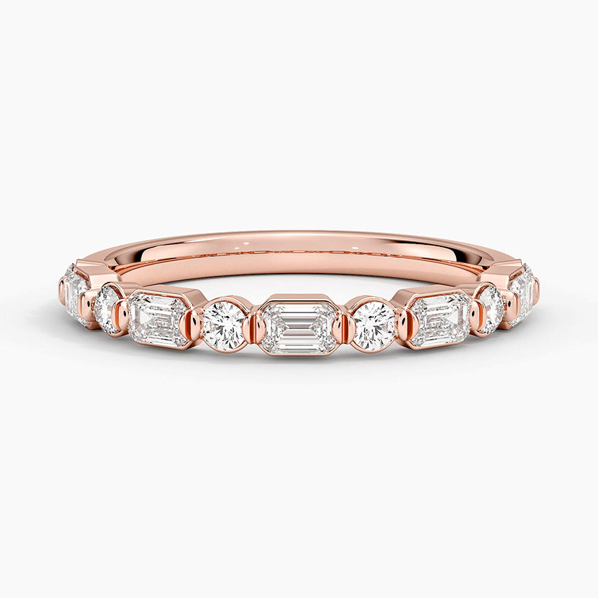 Kensington Emerald Cut and Round Diamond Ring (1/2 ct. tw.) Rose Gold 18k Wedding Band