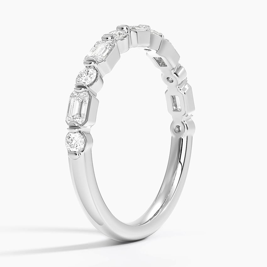 Kensington Emerald Cut and Round Diamond Ring (1/2 ct. tw.) Platinum Wedding Band