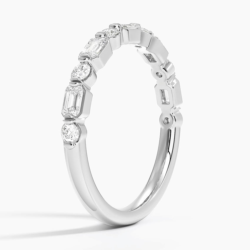 Kensington Emerald Cut and Round Diamond Ring (1/2 ct. tw.) Platinum Wedding Band