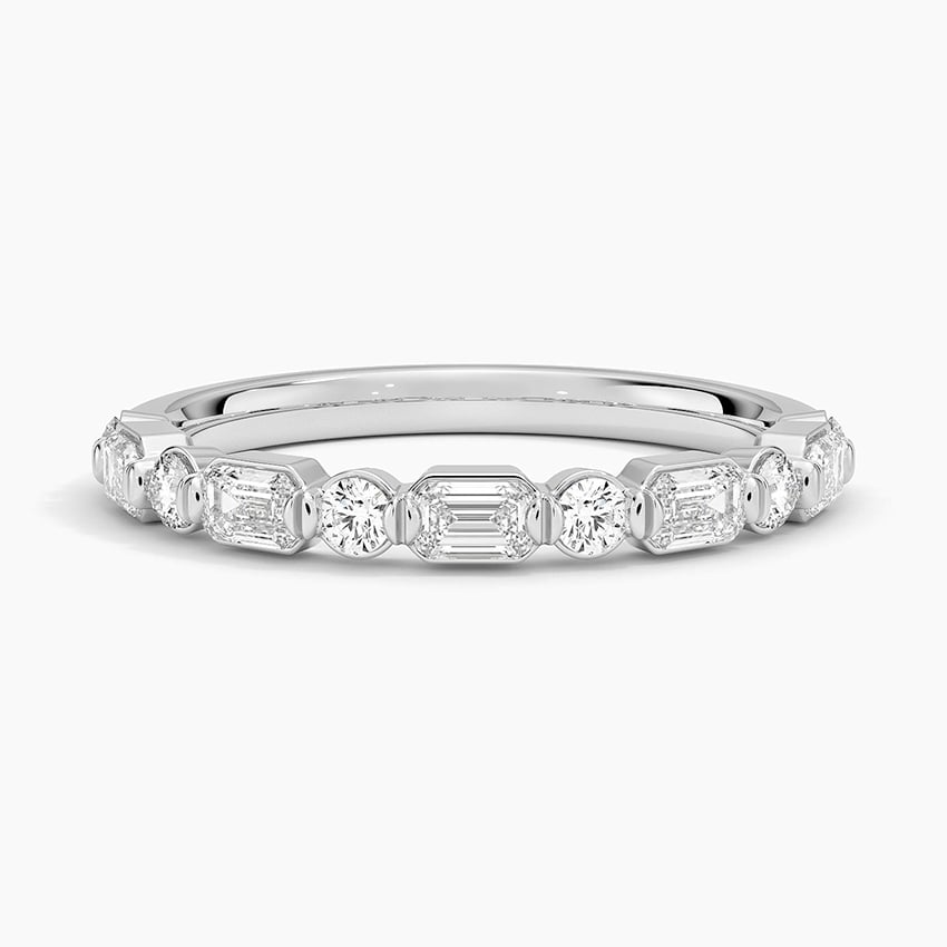 Kensington Emerald Cut and Round Diamond Ring (1/2 ct. tw.) Platinum Wedding Band