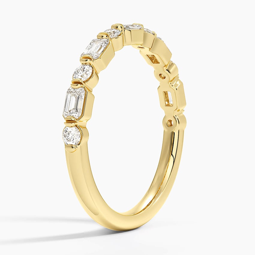 Kensington Emerald Cut and Round Diamond Ring (1/2 ct. tw.) Yellow Gold 18k Wedding Band