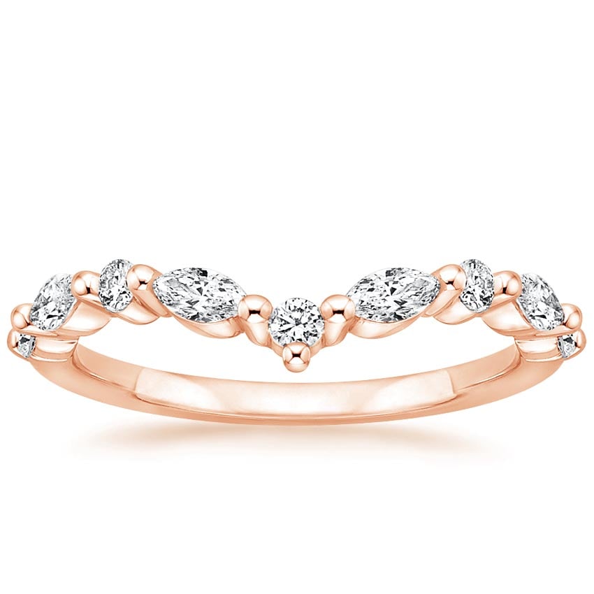 Curved Versailles Diamond Ring Rose Gold 18k Wedding Band