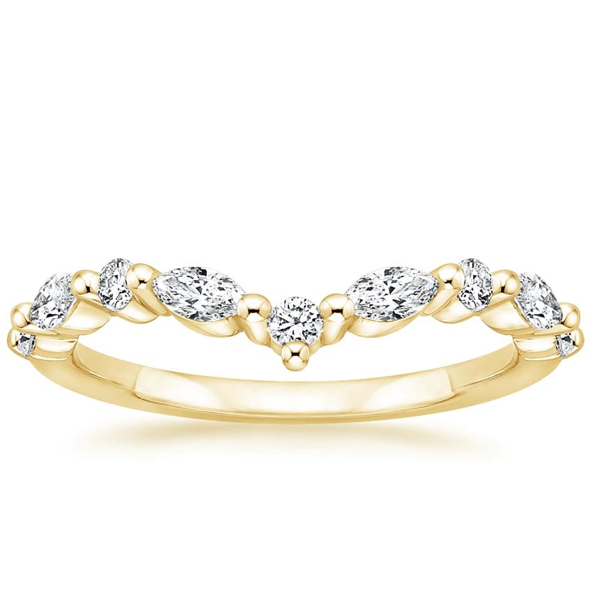 Curved Versailles Diamond Ring Yellow Gold 18k Wedding Band