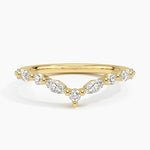Curved Versailles Diamond Ring Yellow Gold 18k Wedding Band