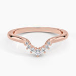 Lunette Contour Round Diamond Ring Rose Gold 18k Wedding Band