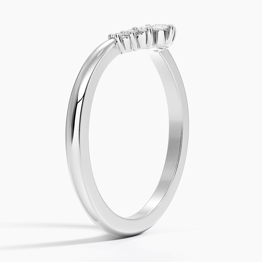 Lunette Contour Round Diamond Ring Platinum Wedding Band