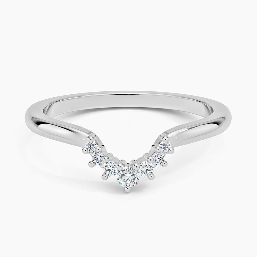 Lunette Contour Round Diamond Ring Platinum Wedding Band