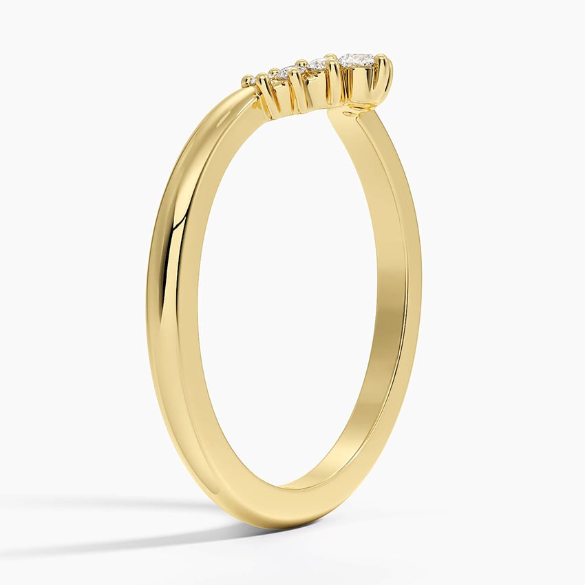 Lunette Contour Round Diamond Ring Yellow Gold 18k Wedding Band