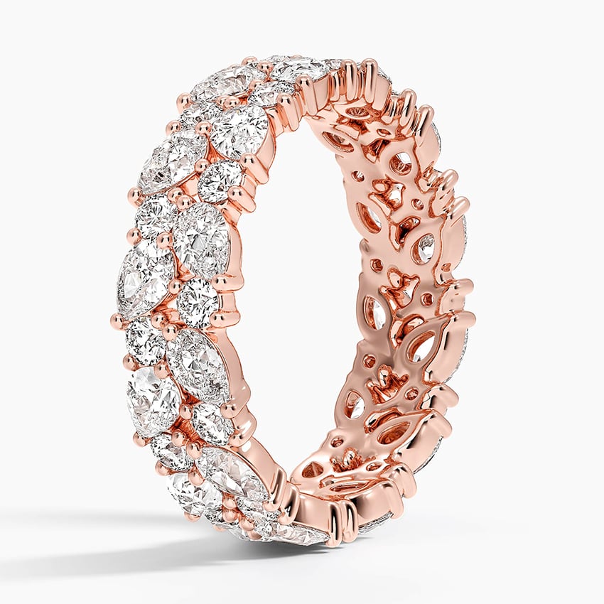 Olivetta Double Row Lab Eternity Diamond Ring Rose Gold 18k Eternity Band
