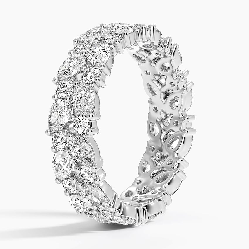 Olivetta Double Row Lab Eternity Diamond Ring Platinum Eternity Band