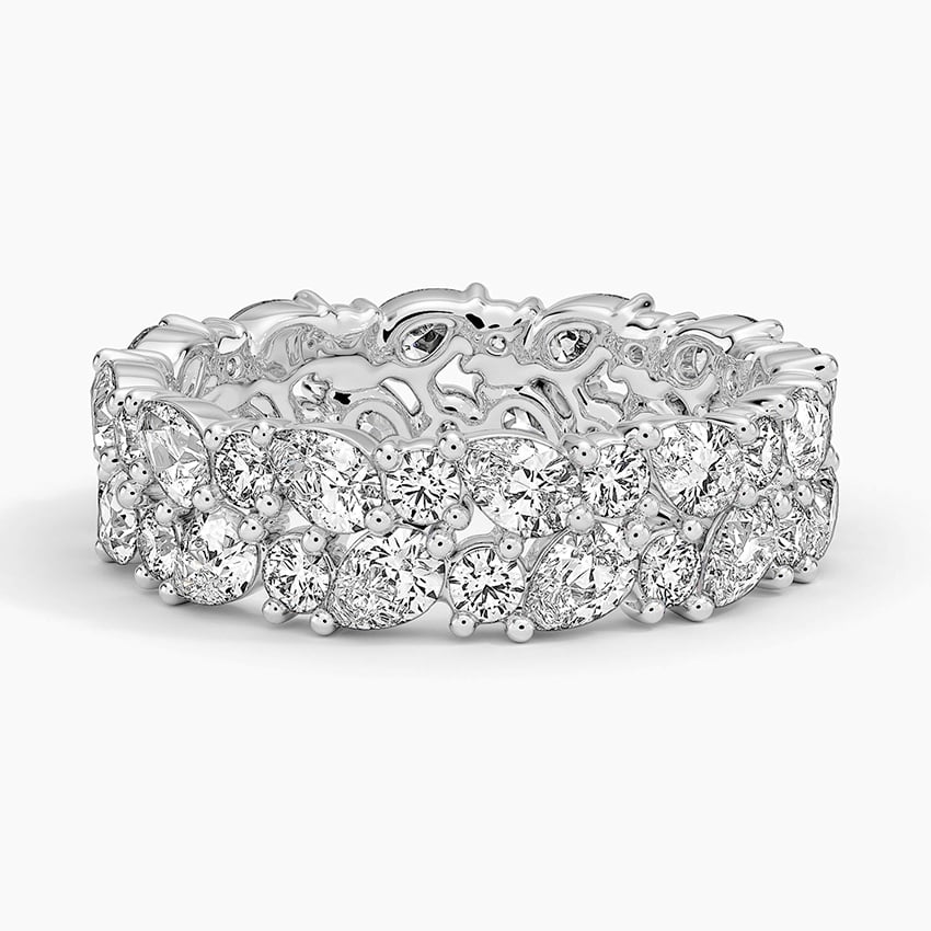 Olivetta Double Row Lab Eternity Diamond Ring Platinum Eternity Band