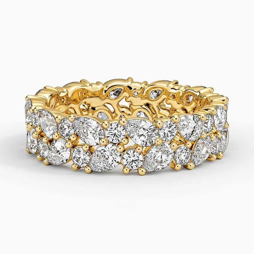 Olivetta Double Row Lab Eternity Diamond Ring Yellow Gold 18k Eternity Band