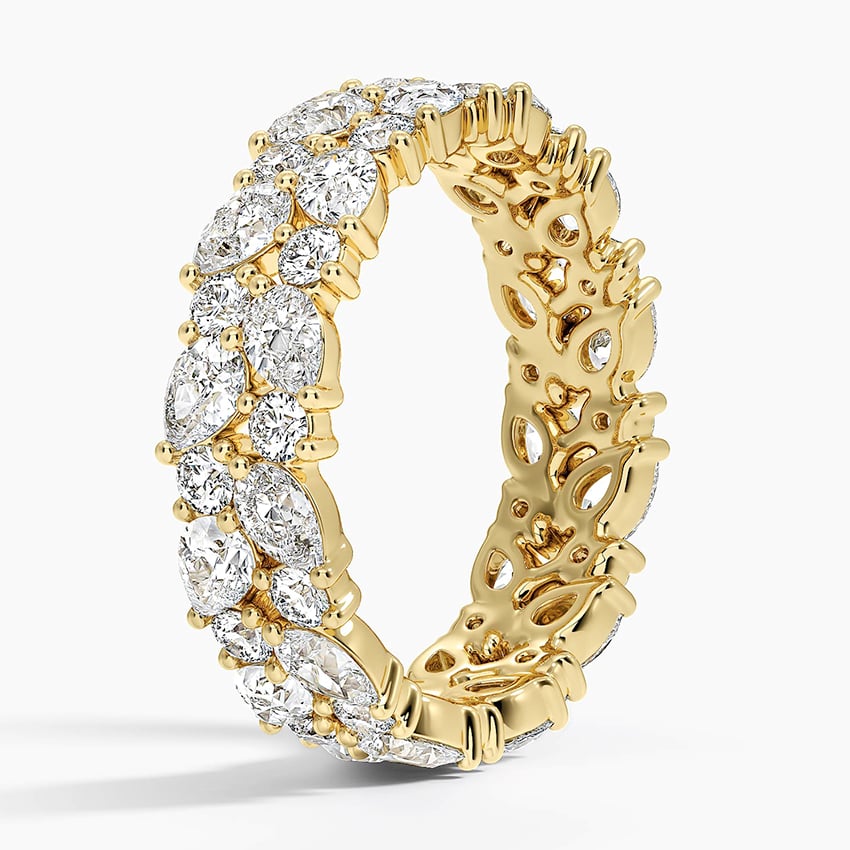 Olivetta Double Row Eternity Diamond Ring Yellow Gold 18k Eternity Band