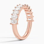 Emerald Cut Diamond Ring Rose Gold 18k Wedding Band