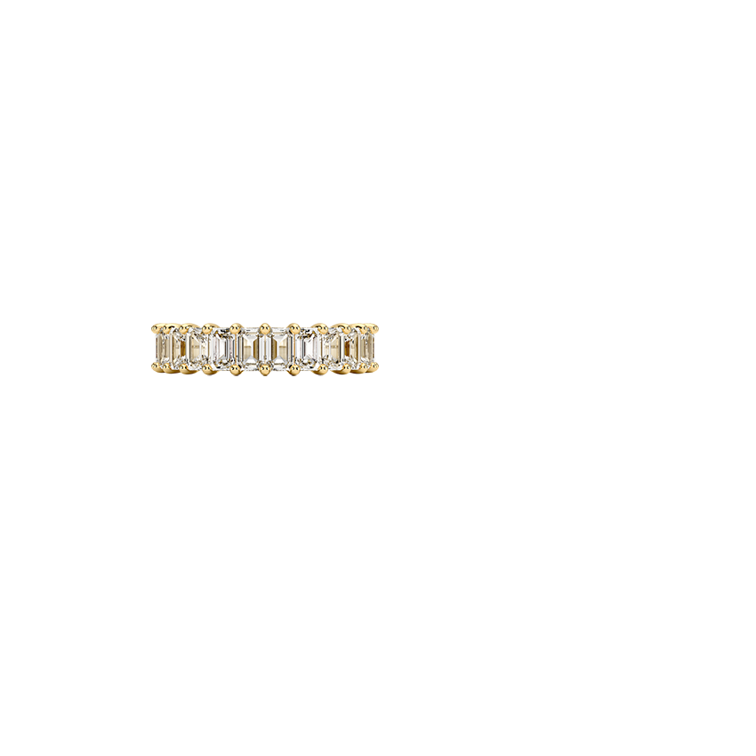 Emerald Cut Diamond Ring Yellow Gold 18k Wedding Band