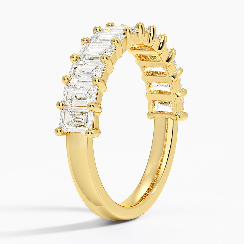 Emerald Cut Diamond Ring Yellow Gold 18k Wedding Band