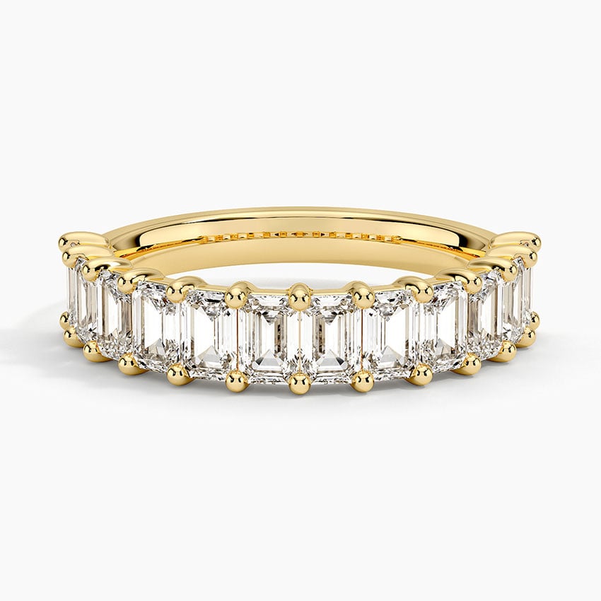 Emerald Cut Diamond Ring Yellow Gold 18k Wedding Band