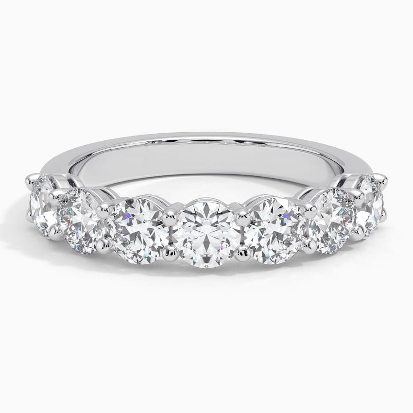 Round Seven Stone Diamond Ring (1 1/2 ct. tw.) Platinum Wedding Band
