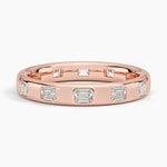 Chloe Flush Set Emerald Cut 3.2mm Lab Diamond Ring Rose Gold 18k Eternity Band