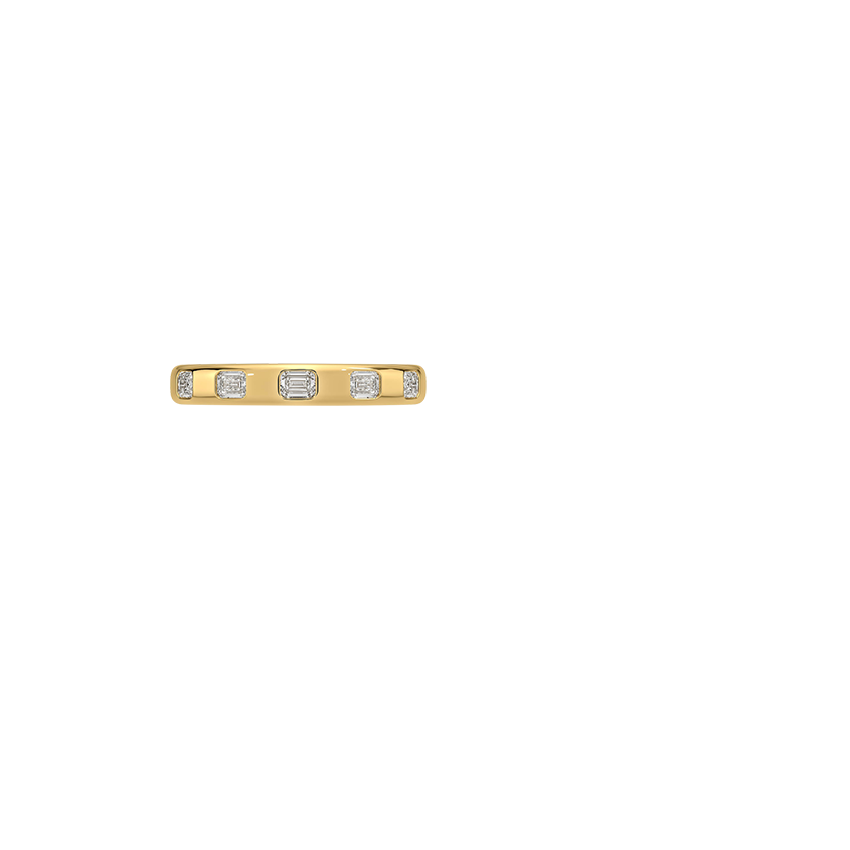 Chloe Flush Set Emerald Cut 3.2mm Lab Diamond Ring Yellow Gold 18k Eternity Band