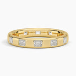Chloe Flush Set Emerald Cut 3.2mm Lab Diamond Ring Yellow Gold 18k Eternity Band