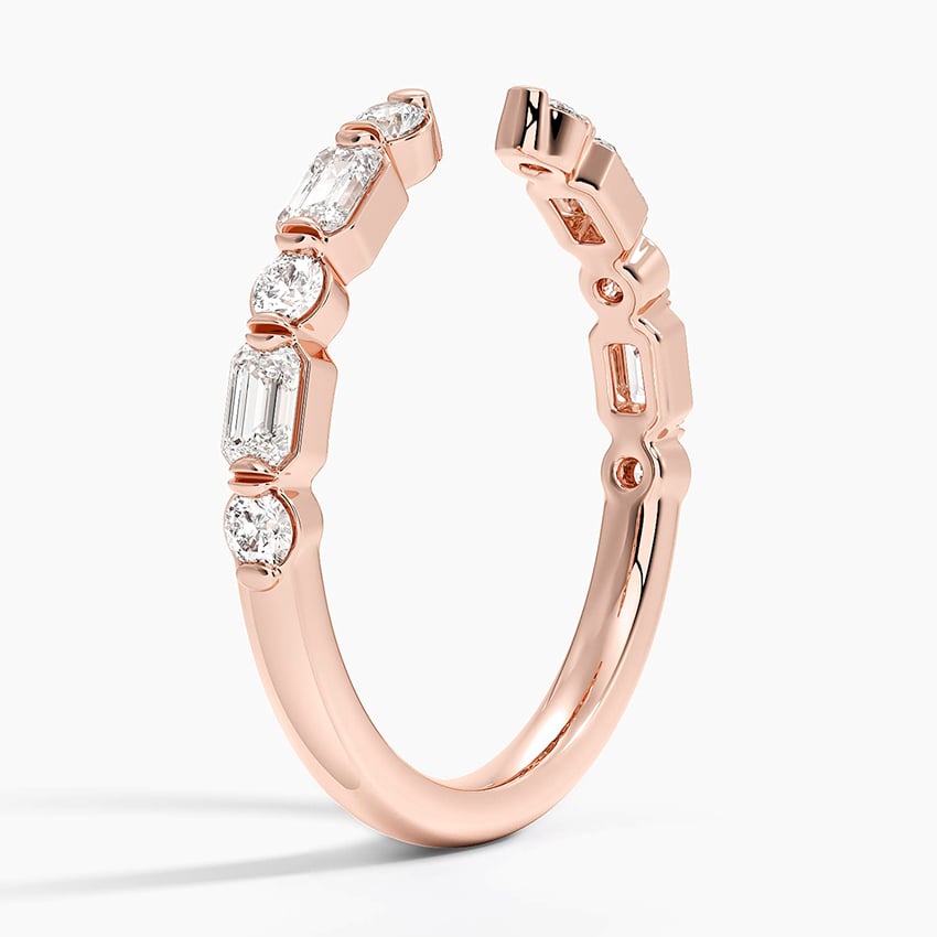 Kensington Emerald Cut and Round Diamond Open Ring (1/2 ct. tw.) Rose Gold 18k Wedding Band